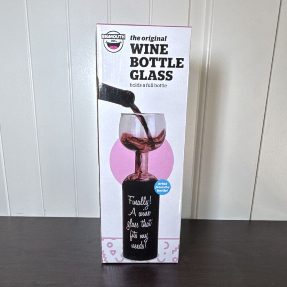 BigMouth Inc. Novelty Hand Blown Wine Bottle Glass 750mL 11.5" Tall Clear